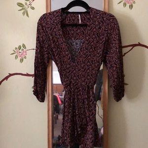 Free People floral faux-wrap tunic